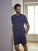 Pigiama corto in leggerissimo jersey 100% cotone, fantasia "tennis"