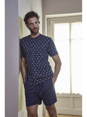 Pigiama corto in leggerissimo jersey 100% cotone, fantasia "tennis"