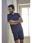 Pigiama corto in leggerissimo jersey 100% cotone, fantasia "tennis"