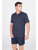 Pigiama corto in leggerissimo jersey 100% cotone, fantasia "tennis"