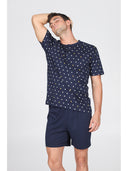 Pigiama corto in leggerissimo jersey 100% cotone, fantasia "tennis"