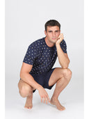 Pigiama corto in leggerissimo jersey 100% cotone, fantasia "tennis"