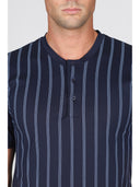 Pigiama corto in leggerissimo jersey 100% cotone, fantasia a righe