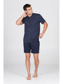 Pigiama corto in leggerissimo jersey 100% cotone, fantasia a righe