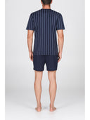 Pigiama corto in leggerissimo jersey 100% cotone, fantasia a righe