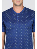 Pigiama corto serafino in ricercato puro cotone mercerizzato, fantasia a rombi