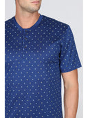 Pigiama corto serafino in ricercato puro cotone mercerizzato, fantasia a rombi