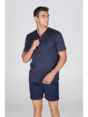 Pigiama corto cardigan, in setoso puro cotone mercerizzato con classico disegno cravatteria
