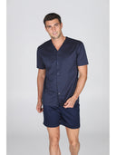 Pigiama corto cardigan, in setoso puro cotone mercerizzato con classico disegno cravatteria