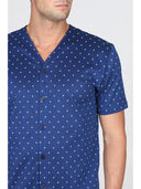 Pigiama corto cardigan, in setoso puro cotone mercerizzato con classico disegno a rombi
