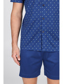 Pigiama corto cardigan, in setoso puro cotone mercerizzato con classico disegno a rombi