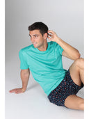 Pigiama corto girocollo, in setoso puro cotone mercerizzato con stampa "ami"