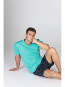 Pigiama corto girocollo, in setoso puro cotone mercerizzato con stampa "ami"