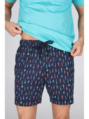 Pigiama corto girocollo, in setoso puro cotone mercerizzato con stampa "ami"