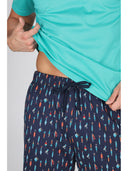 Pigiama corto girocollo, in setoso puro cotone mercerizzato con stampa "ami"