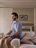 Pigiama corto, disegno scozzese in traspirante jersey di puro cotone s/z