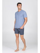 Pigiama corto, disegno scozzese in traspirante jersey di puro cotone s/z