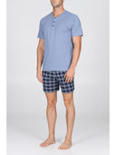 Pigiama corto, disegno scozzese in traspirante jersey di puro cotone s/z