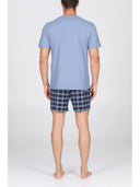 Pigiama corto, disegno scozzese in traspirante jersey di puro cotone s/z