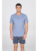 Pigiama corto, disegno scozzese in traspirante jersey di puro cotone s/z