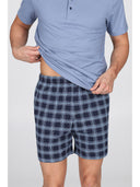 Pigiama corto, disegno scozzese in traspirante jersey di puro cotone s/z