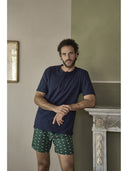 Pigiama corto fantasia, in traspirante puro cotone con filato doppia torsione