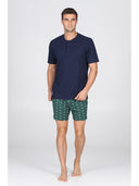 Pigiama corto fantasia, in traspirante puro cotone con filato doppia torsione