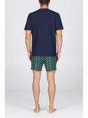 Pigiama corto fantasia, in traspirante puro cotone con filato doppia torsione