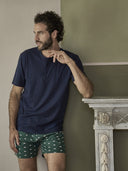Pigiama corto fantasia, in traspirante puro cotone con filato doppia torsione