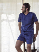 Pigiama corto in setoso puro cotone mercerizzato tinta unita