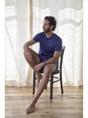 Pigiama corto in setoso puro cotone mercerizzato tinta unita