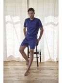 Pigiama corto in setoso puro cotone mercerizzato tinta unita