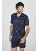 Pigiama cardigan corto uomo, in cotone mercerizzato fantasia rombi
