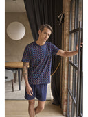 Pigiama corto uomo, in fresco jersey 100% cotone in fantasia