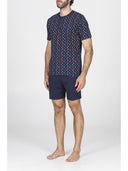 Pigiama corto uomo, in fresco jersey 100% cotone in fantasia