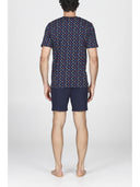 Pigiama corto uomo, in fresco jersey 100% cotone in fantasia