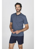 Pigiama corto uomo in leggero e setoso puro cotone mercerizzato, disegni geometrici