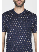 Pigiama corto uomo in leggero e setoso puro cotone mercerizzato, disegni trottole