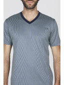 Pigiama corto, scollo a v in pregiato e lucente 100% filoscozia fil-à-fil verde blu