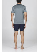 Pigiama corto, scollo a v in pregiato e lucente 100% filoscozia fil-à-fil verde blu