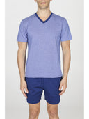 Short V-neck pyjamas in soft pure compact cotton