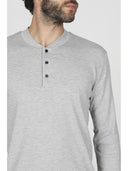 Completo homewear collo a serafino, in soffice modal spezzato grigio e blu