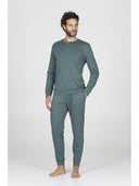 Completo homewear girocollo in soffice modal colore verde