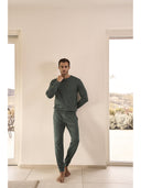 Completo homewear girocollo in soffice modal colore verde