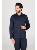 Pigiama cardigan in elegante jersey di cotone mercerizzato blu