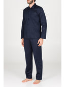 Pigiama cardigan in elegante jersey di cotone mercerizzato blu