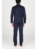Pigiama cardigan in elegante jersey di cotone mercerizzato blu