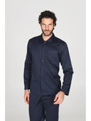 Pigiama cardigan in elegante jersey di cotone mercerizzato blu