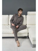 Pigiama cardigan in elegante jersey di cotone mercerizzato
