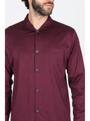 Pigiama cardigan in elegante jersey di cotone mercerizzato bordeaux